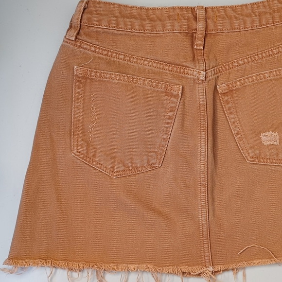 We The Free Rust Boho Distressed 100% Cotton Sz 26 Denim Mini Skirt - Picture 6 of 12